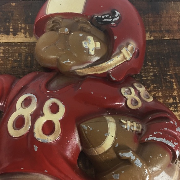 Homco Metal Football Player Wall plaque kids boys room vintage Decor - Picture 8 of 8